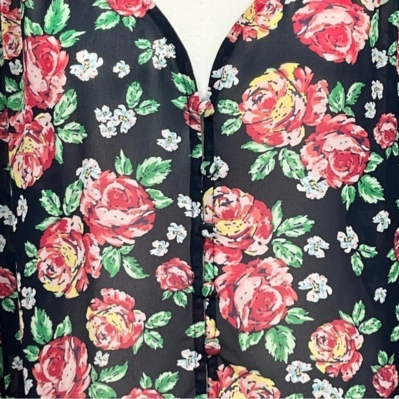Torrid sheer button front black with floral print blouse, size 3X. - Picture 5 of 11